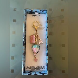piper•k Pink & Turquoise Hot Air Balloon Bag Charm Key Chain